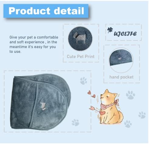 Ujclife Microfiber Pet Helfing Toalha com bolsos de mão ， Design japonês ， Qualidade japonesa