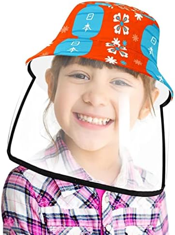 Chapéu de proteção para adultos com escudo facial, chapéu de pescador anti -sun tap, flor de lanterna azul vermelha