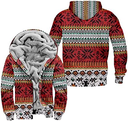 Jaquetas esportivas para homens impressão casual com zíper de manga comprida, suéter grosso de algodão,