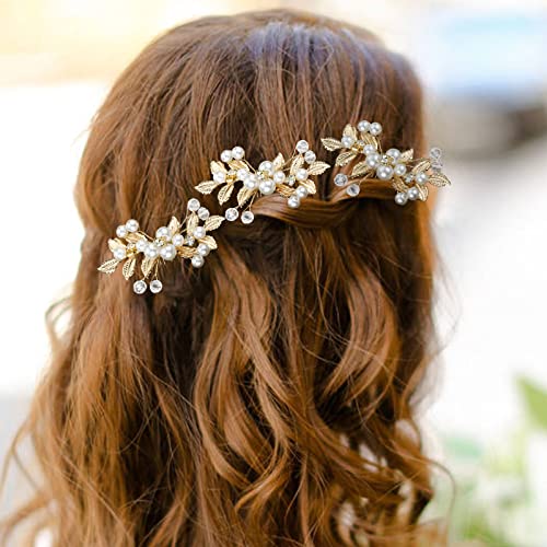 6 peças acessórios de cabelo nupcial pinos de cabelo de casamento para pinos de cabelo da folha de noiva