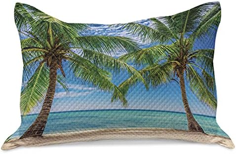 Cobertina de travesseira de malha de praia lunarável, palmeiras em um cenário exótico República Dominicana,