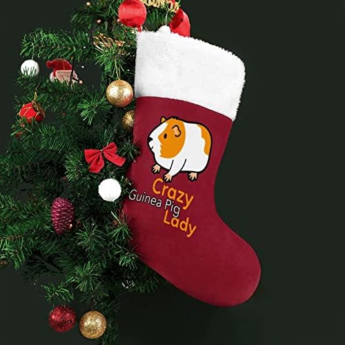 Crazy -cobaia porquinho Lady Red Christmas meias decorações de casa para lareira de árvore de Natal Meias penduradas