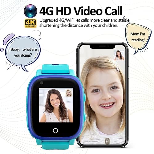 4G Kids Smart Watch, IP67 Water resistente à água Smartwatches com câmera, SOS, rastreador de GPS, videochamada,