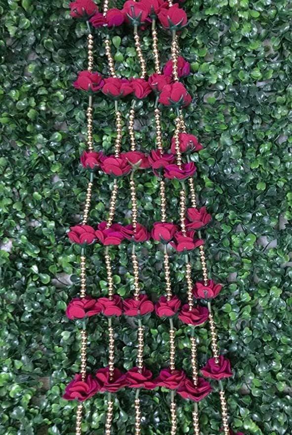 Nutts ross com pérolas Flor 155 cm/ 5 pés de comprimento, Garland para Decoração Festival Navratri, Diwali, Casamentos,