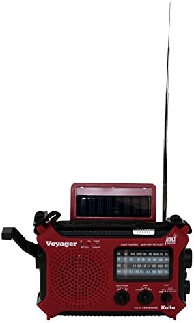 KAITO KA500IP-RED VOYAGER SOLAR/DYNAMO AM/FM/SW NOAA Rádio meteorológico com alerta e carregador de telefone celular, vermelho