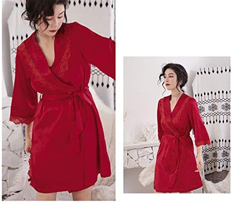 Andongnywell Women Big Size Homesexy Setin Robe Camisole Paijama Dress 2 Suits Sleepwear