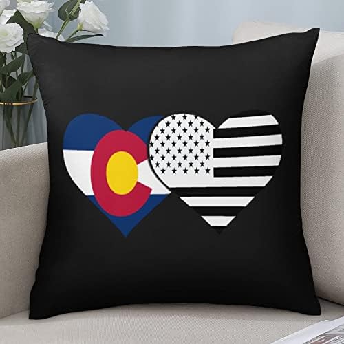 Capas de travesseiro do Colorado State Flag e American Flag Throw Pillow com almofadas de travesseiro quadrado com zíper protetor para sala de estar de sofá de cama