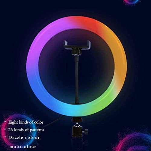 Qtthzzz ringlight rgb anel luminária selfie com suporte de telefone de tripé, diminuição 8 cores 26 modos flash stand