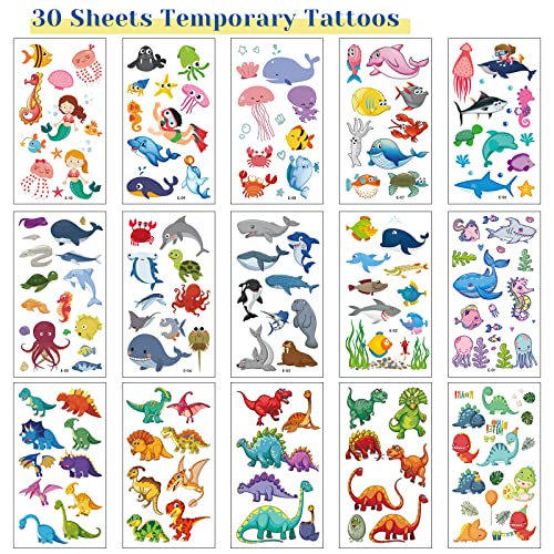 APESO 30 folhas Kit de tatuagens temporárias para crianças, 300pcs