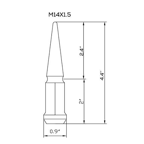 Nozes de pico de pico de roda de 14 mm x 1,5, porca de terminal M14x1.5 de 4 x Silver M14x1.5, assento