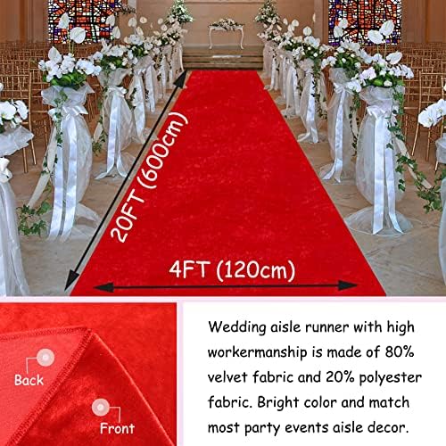Decorações de corredor vermelho corredor de tapete para corredor de corredor de festas 4 pés de largura por 20