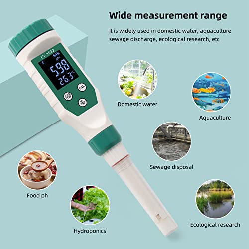 Rcyago Bluetooth PH Meter, PH Digital PH Testador 0.01 Resolução Testador de qualidade de água de alta precisão