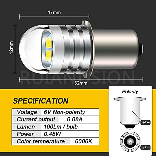 Ruiansion P13.5S LED BULB 6V 2835 Atualização de lâmpadas LED de chips 2SMD para lanternas de faróis