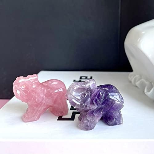 2pcs cristais cálculos cálculos decoração de elefante rosa quartzo tigre