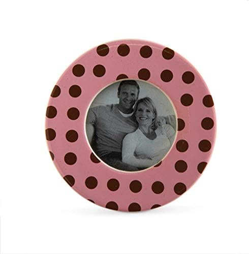 K&K Interiors 60050A-BR Mini, marrom de 4 polegadas com pontas de foto cerâmica de pontos rosa