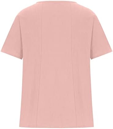 Blusas de brunch feminino blusas de manga curta Teas de barco linho de pescoço rosa margarida Floral