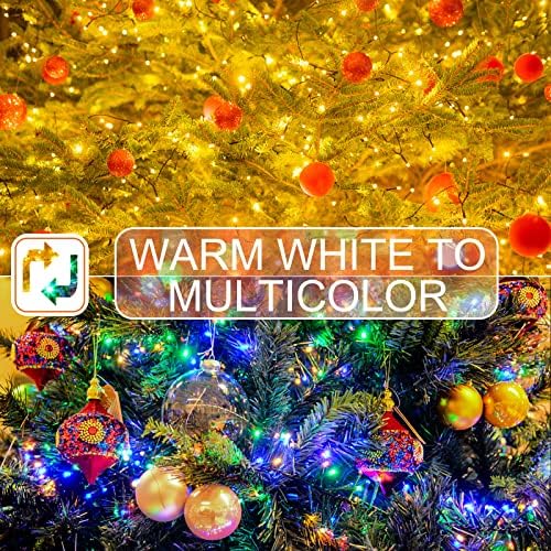 Luzes de Natal ao ar livre - Luzes da árvore de Natal - 180 pés 500 LED com 11 modos, brancos quentes