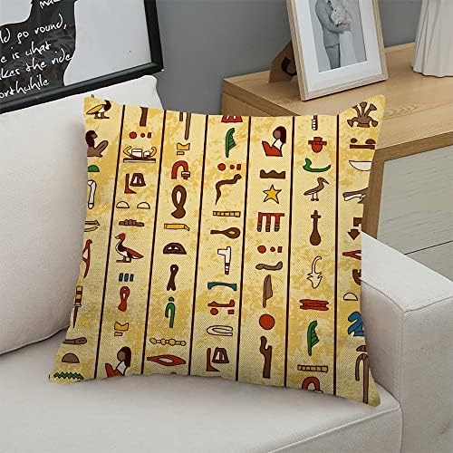 Ofocam Decorative Square Trow Pillow Capas de hieróglifos coloridos no Papyrus Old Paper Style Boment