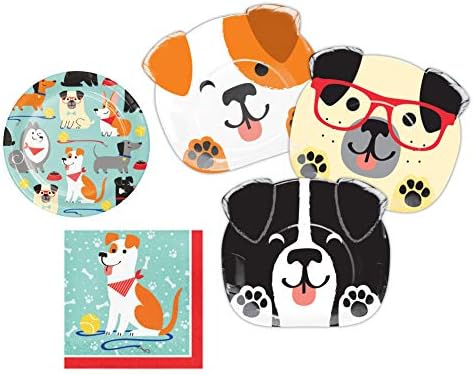 Puppy Dog temático de suprimentos de festa: o pacote inclui pratos em forma de jantar, pratos de sobremesa