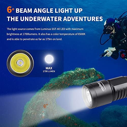 Orcatorch d700 1700 lumens mergulhar tocha leve tocha mecânica twist on/off lanterna subterrânea subaquática