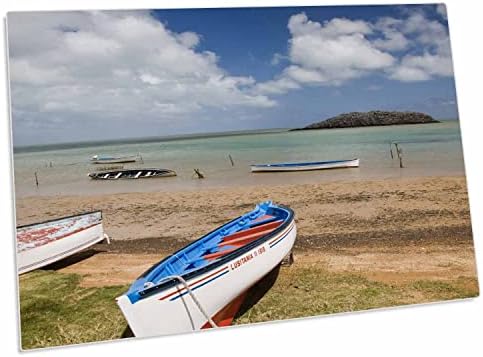 3drose Mauritius, ilha de Rodrigues, barcos de pesca-AF28 WBI0237. - Tapetes de local para baixo da almofada