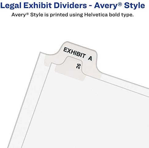 Avery 11945 Avery, no estilo Avery, o divisor de aba de fundo legal pré-impressa, Anexo F, letra, branco