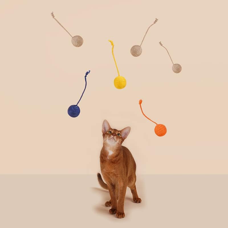 Joseph Jonas Cat Toys | Bolas de gatos que penduram tricolor de 1,8 polegadas | Bola de bola de gato feita à mão brinquedo interativo para gatos internos, coelho, filhote, chinchila e pequenos animais
