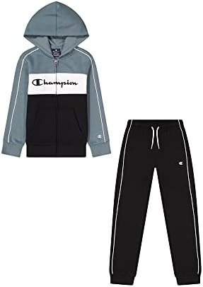 Campeon Boys Legacy Color Block Fleece Kids Tracksuit Sweatshirt Full Zip Athletic Pant