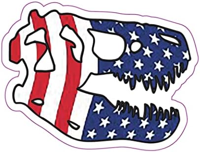 Skull Wickedgoodz Dinosaur Skull American Flag Decal