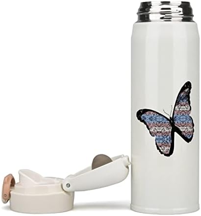 Abstract Transgender Flag Bandle Bottle Water Bottle Stainless Aço A vácuo Copa Sports Isoled para camping de viagens