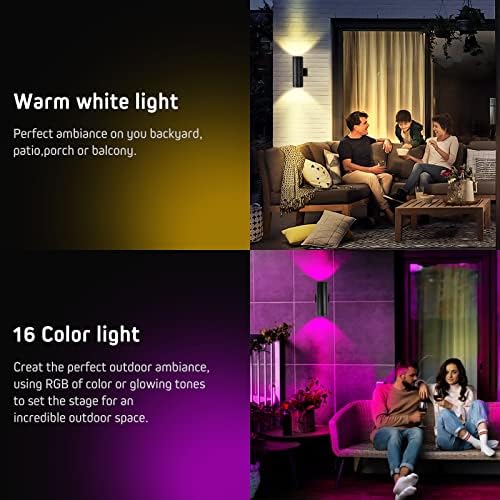 Intwell White & Color Wall Lights, RGB COR MUDANÇA DO SURCNCES DE PAREDE DE DOIS, Lâmpada de parede para cima e para baixo multicolor