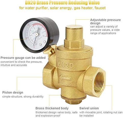 DN20 Regulador de pressão da água Brass, DN20 3/4 de polegada sem chumbo 25AUB Válvula de redução
