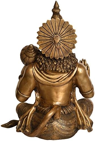 Hanuman em Yogasana e Abhaya concedendo Mudra - estátua de bronze