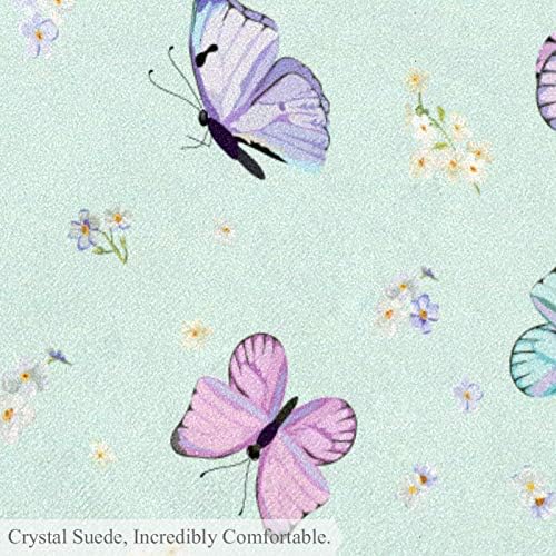 Aninily Purple Flying Butterflies Clear Green Floor Carpet Decoração do quarto infantil Round Round Robs para a