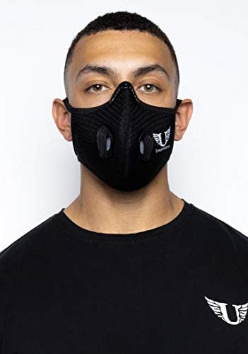 Máscara facial de escudo esportivo exclusivo + dois filtros + válvulas de filtro, unissex, adequado para levantamento de peso, treinamento intervalado de alta intensidade, corrida e moda