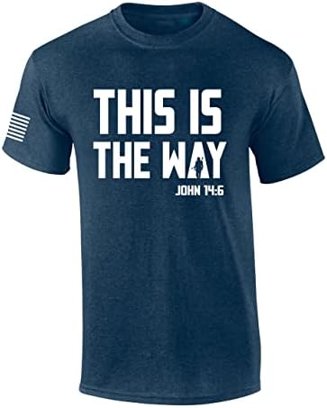 Camisa cristã masculina é assim que João 14: 6 Escritura American Flag Sleeve S-Shirt Graphic Tee