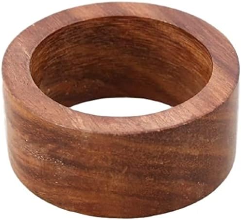 Anel de guardanapo de madeira artesanal com 6 anéis de guardana