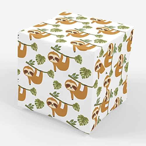 STESHA Party Sloth embrulhando papel de presente para crianças - Flatões dobrados 30 x 20 polegadas - 3 folhas