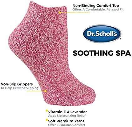 Dr. Scholl's Women's Low Cut Spa Socks - Lavender & Vitamin E Infused - 2 e 3 pares de pacotes - Grippers