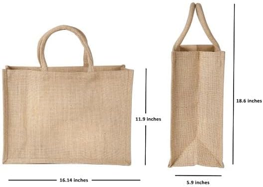 Sacos de bolsa de serapilheira com alça | Bolsa de supermercado reutilizável e ecológica natural | Totas para damas de honra | Por Yogi's Gift®