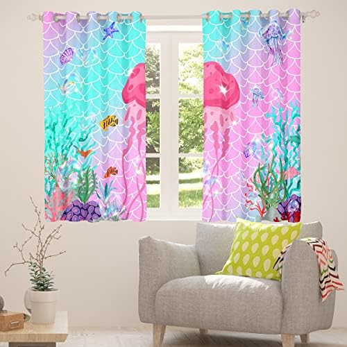 Cortinas e cortinas e cortinas para crianças de blecaute para crianças crianças, coral colorido coral coral