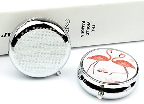 Caixa de comprimidos flamingos Love Round Medicine Tablet Case portátil Pillbox Vitamin Container