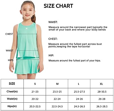 Fitst4 Girls Tennis Golf Dress Roupet Kids Tennis Skort e Tank Set Sports Attive Sports com shorts