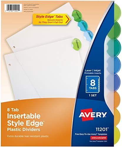 Avery Style Edge inserível divisores de plástico, 8 abordagens, 1 conjunto