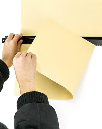 Distribuidor e cortador de papel QWork, ajuste o rolo de 24 , suporte para papel de papel Kraft montado na parede, para obras de arte, menus, desenho de bricolage, para fazer a lista, especiais diários, preto