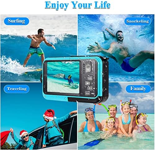 Câmera digital à prova d'água uupoi, 48MP Full HD Video Recorder Selfie, câmera subaquática 2.7K Câmera de vídeo
