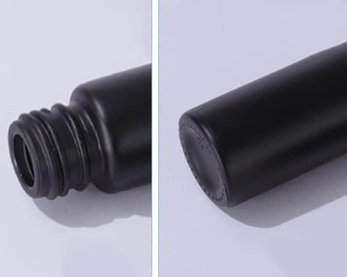 Qixivcom 6 pacote de 10 ml garrafas de rolos de vidro com rolo de aço inoxidável brilho brilho preto garrafa