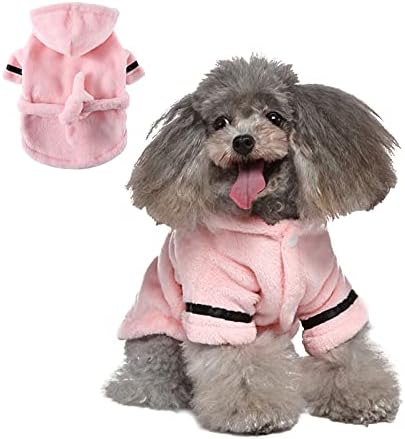Cheeseandu Dog Bathrobe para cães pequenos Luxo de luxo de flanela macia pijama espessado com capuzes secagem rápida