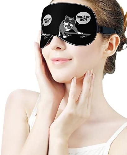 Skateboard bulldog máscara de olho sono de olhos vendados com bloqueios de cinta ajustável Blinder
