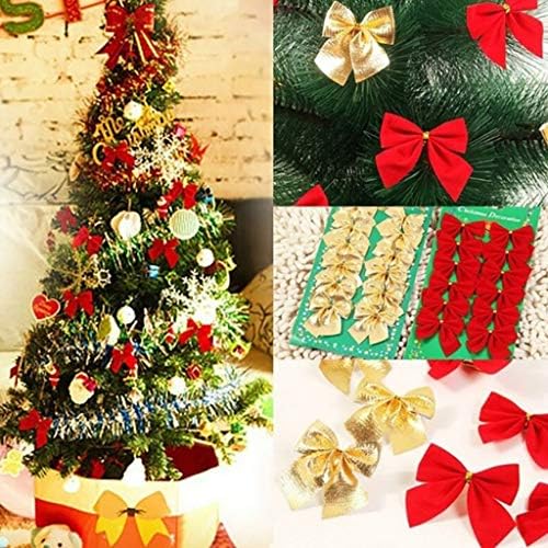 Qonioi christmas arco vermelho ouro prata prata árvore de natal decoração bowknots ornament ornament cenas